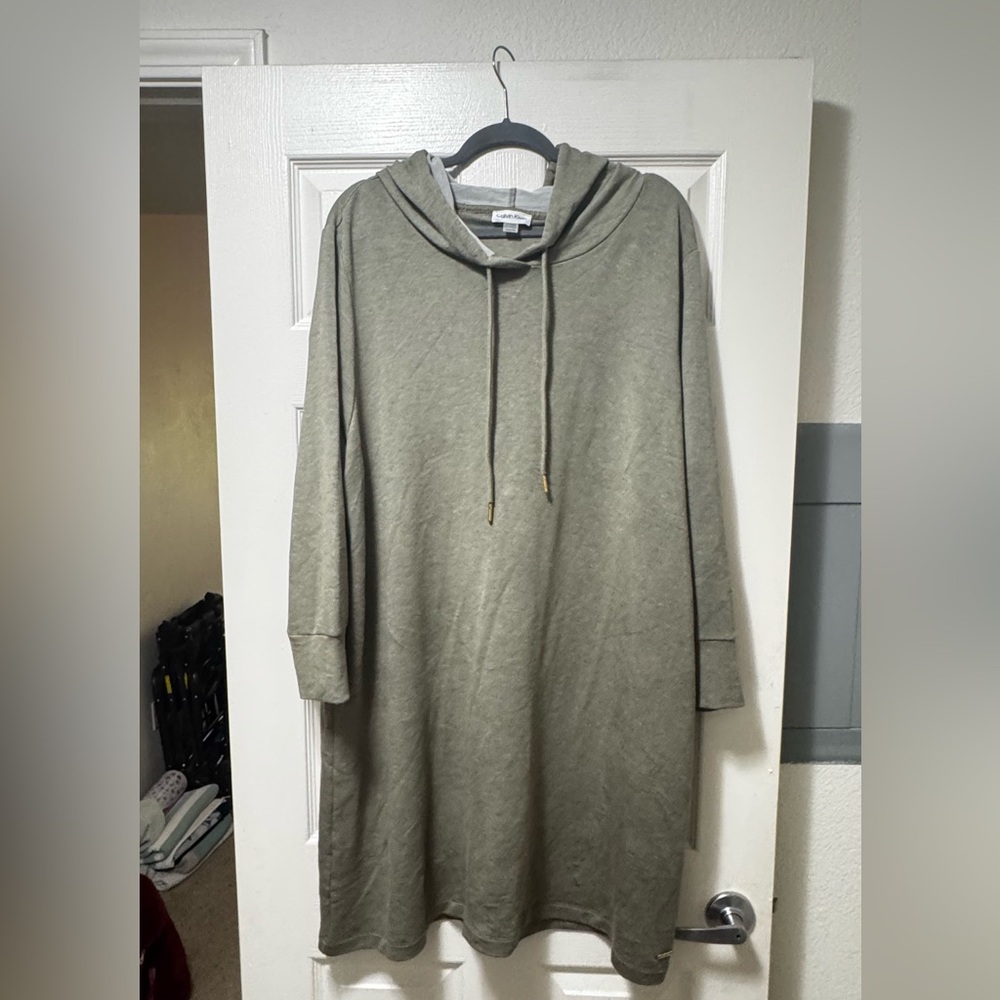Calvin Klein Women's Olive Green Hooded Dress